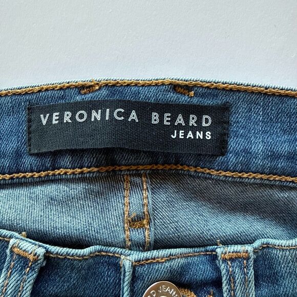 NWOT Veronica Beard Carolyn Button Fly Baby Boot Dolphin Hem Jean in Beacon Wash - Picture 6 of 11